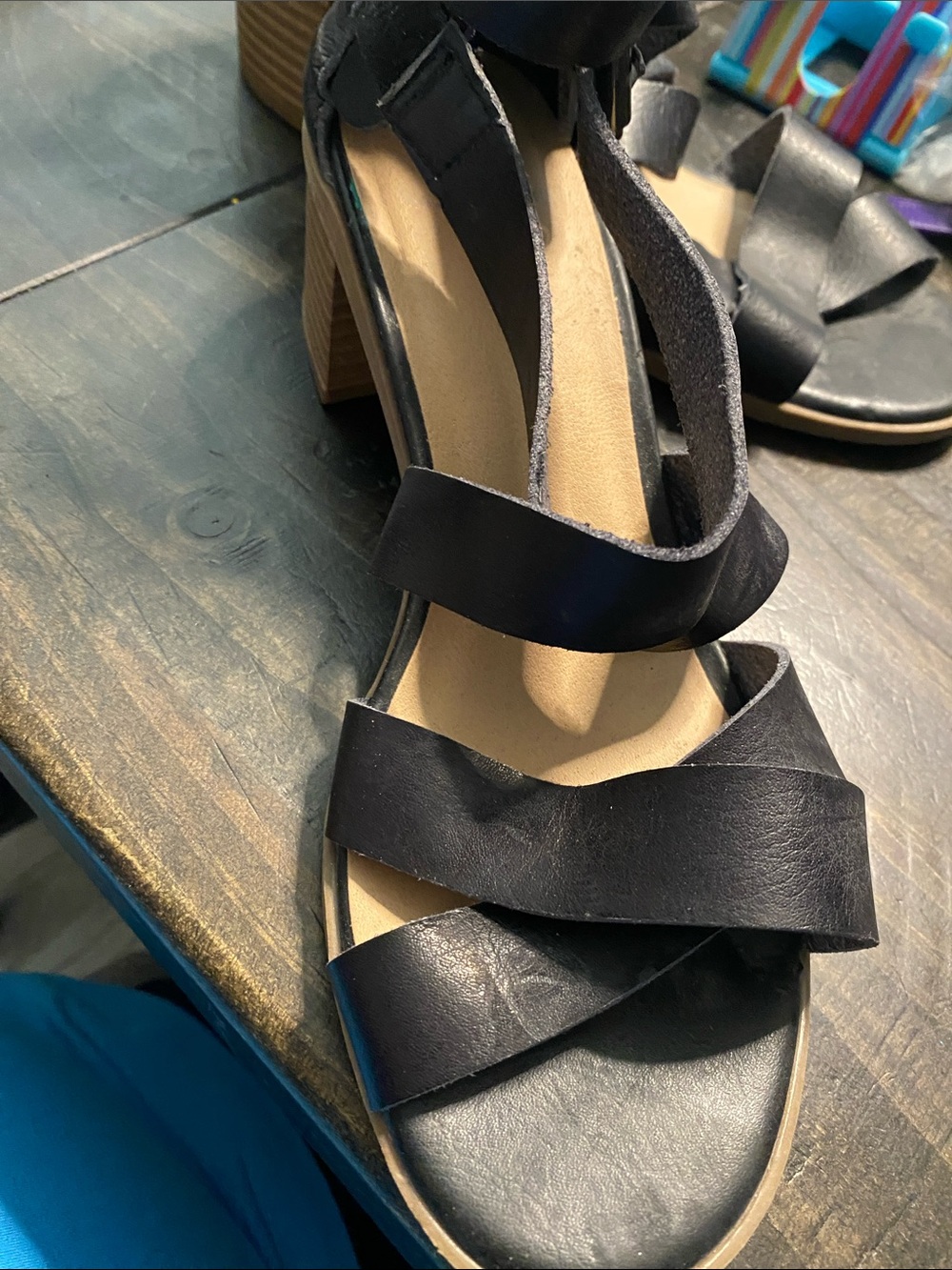 Material girl,Women’s Black Strappy Block Heel Sandals